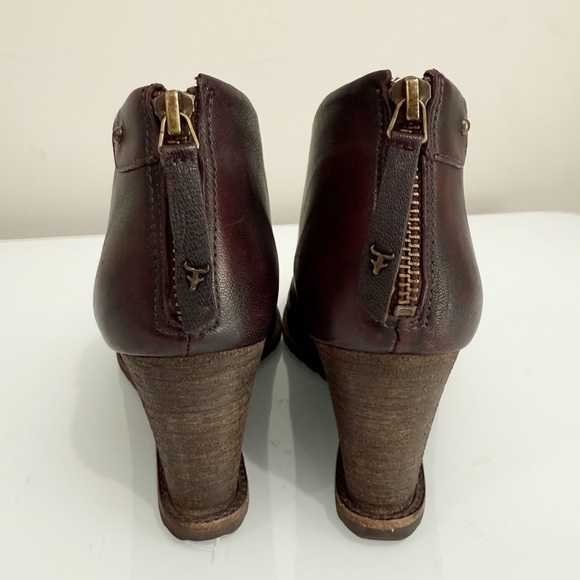TRASK Tenley Wine Brush-Off Sheep Wedge Booties Leather 36-1273 Size 7 - Picture 2 of 13